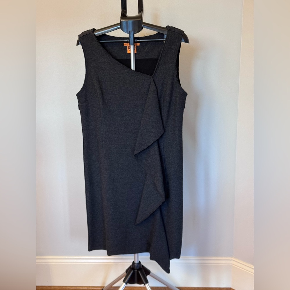 Tory Burch Gray Ruffle Asymmetrical Dress Size L